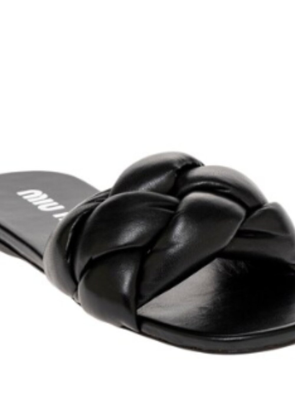Miu Miu leather braided flat slides